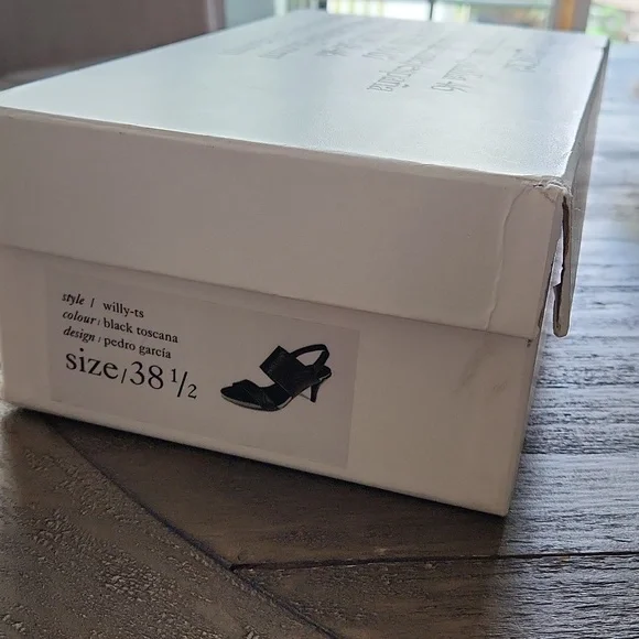 Pedro Garcia Women's Black Pebbled Leather Willy-ts Heels 38 1/2 - Picture 7 of 8